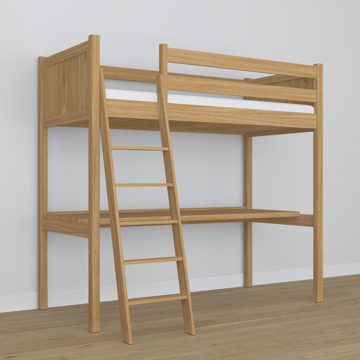 HOCHBETT N04 mit Schreibtisch Eiche Natur 80/180 - Eiche Artisan, Naturmaterialien/Holz (80/180cm) - N-Wood