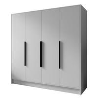 SCHRANK Weiß ORTO 200 G Glatt Ohne Spiegel Mit Schwarzen Griffen - Schwarz/Weiß, Holzwerkstoff (200/200/51cm) - Sepro Meble