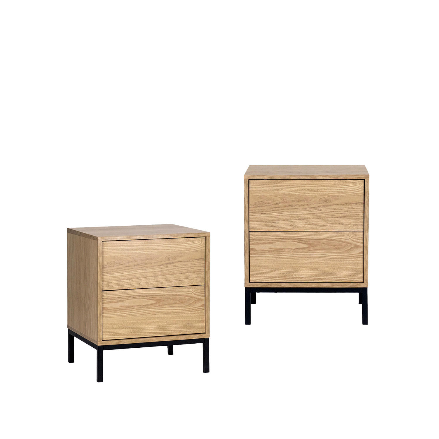 NACHTTISCH 2 SCHUBLADEN Remi Natürlich 45 cm x 55 cm 2er-Set - Naturfarben, Holzwerkstoff (45/55/40cm) - Klast Home