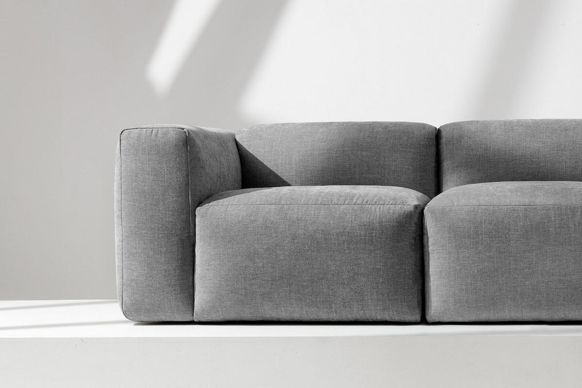 3-SITZER-MODULSOFA BUFFO mit extrem weicher und bequemer Sitzfläche, Gewebestoff, hell aschfahl - Hellgrau/Grau, Textil (290/73/96cm) - KONSIMO®