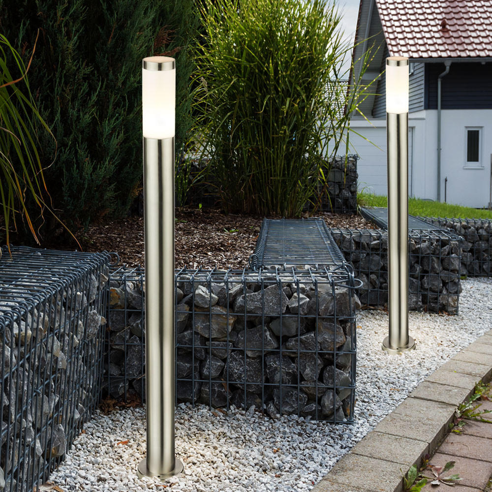 LED STEHLEUCHTE Boston Edelstahl Silber 2er Set - Silberfarben, Metall (7.6/7.6/110cm) - Globo Lighting