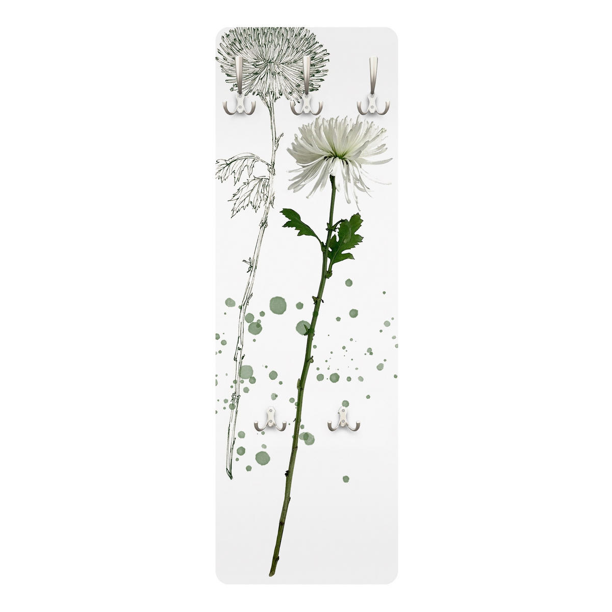 WANDGARDEROBE - Botanisches Aquarell - Löwenzahn 34/105 cm - Weiß, Holzwerkstoff (34/105/1.6cm) - Bilderwelten