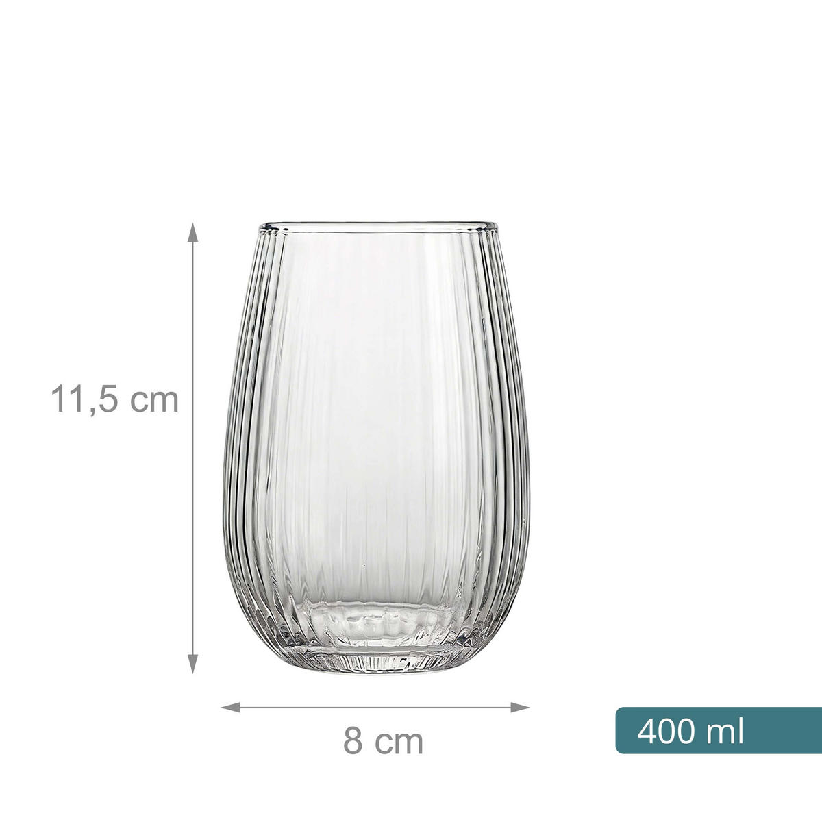 TRINKGLAS Transparent 6er-Set Glas 400 ml - Transparent, Glas (0.4L) - Relaxdays
