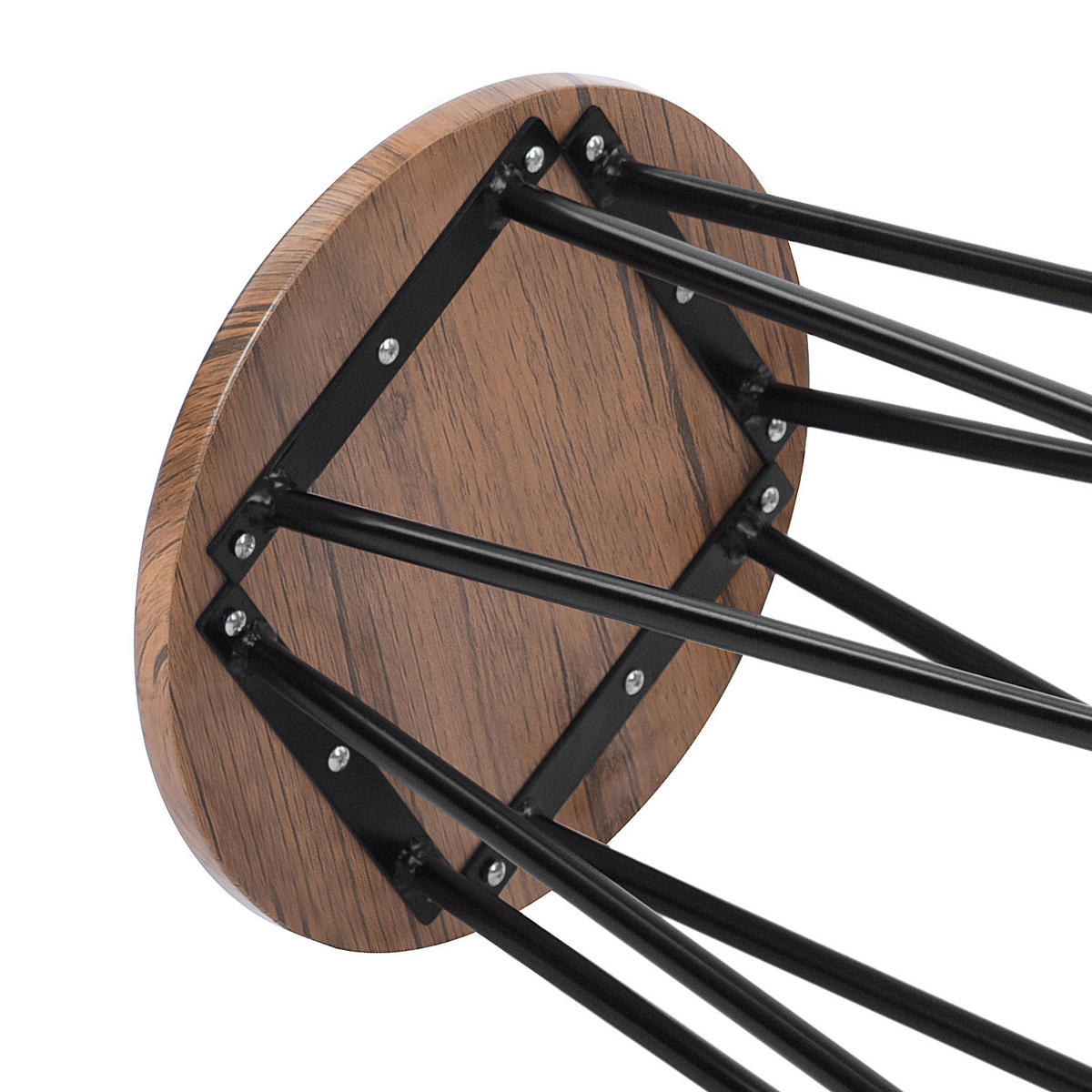 BARHOCKER 2er-Set Metallbeine, Holzkissen - Schwarz/Braun, Metall (30/63/30cm) - Urban Meuble