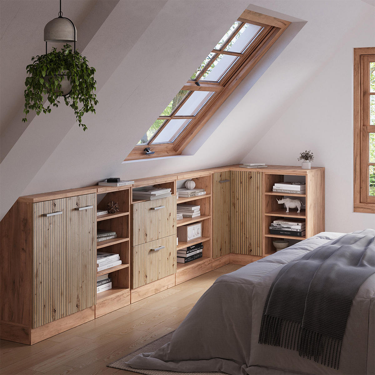 DACHSCHRÄGENSCHRANK ECKSCHRANK Rion Artisan-Eiche/Goldkraft Eiche 75.6 x 81.6 cm mit 1 Tür - Honigeiche/Eiche Artisan, Holzwerkstoff (75.6/81.6/75.6cm) - Vicco