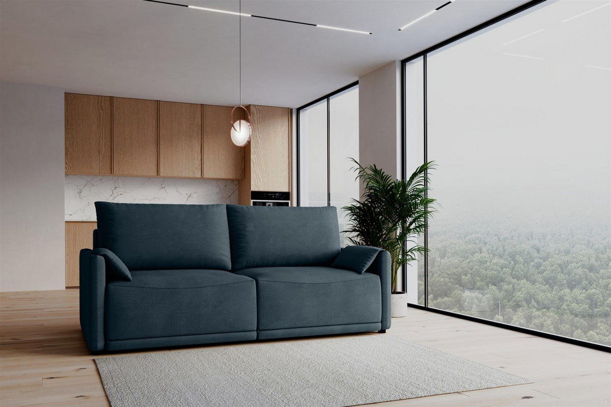 SCHLAFSOFA Mirena - Blau, Holzwerkstoff/Textil (215/100/112cm) - Fun Möbel