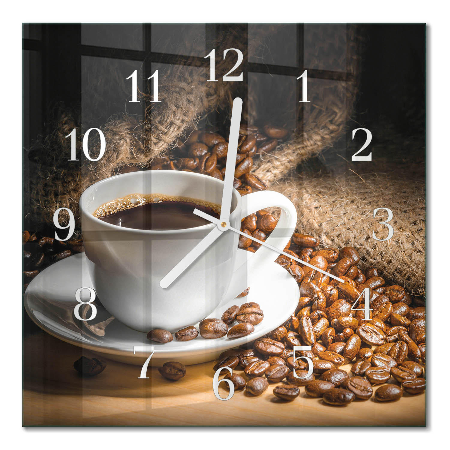 WANDUHR 30x30 cm - Kaffee - Braun, Glas (30/30/0.4cm) - TULUP
