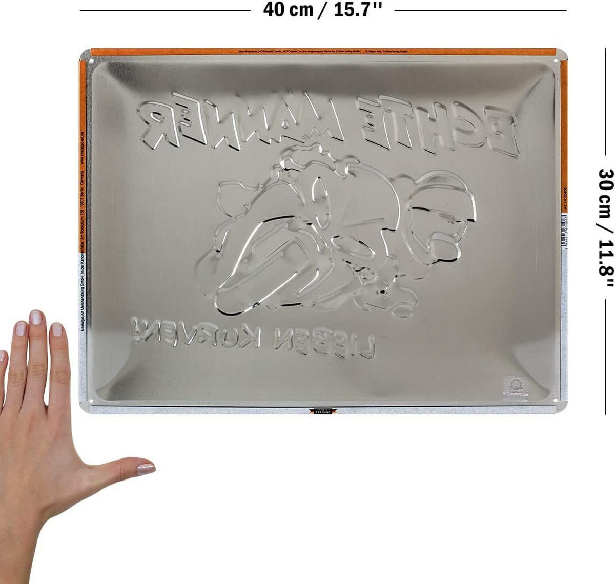 BLECHSCHILD 30/40 cm MOTOmania Echte Männer - Multicolor, Metall (40/30/0.2cm) - Nostalgic-Art