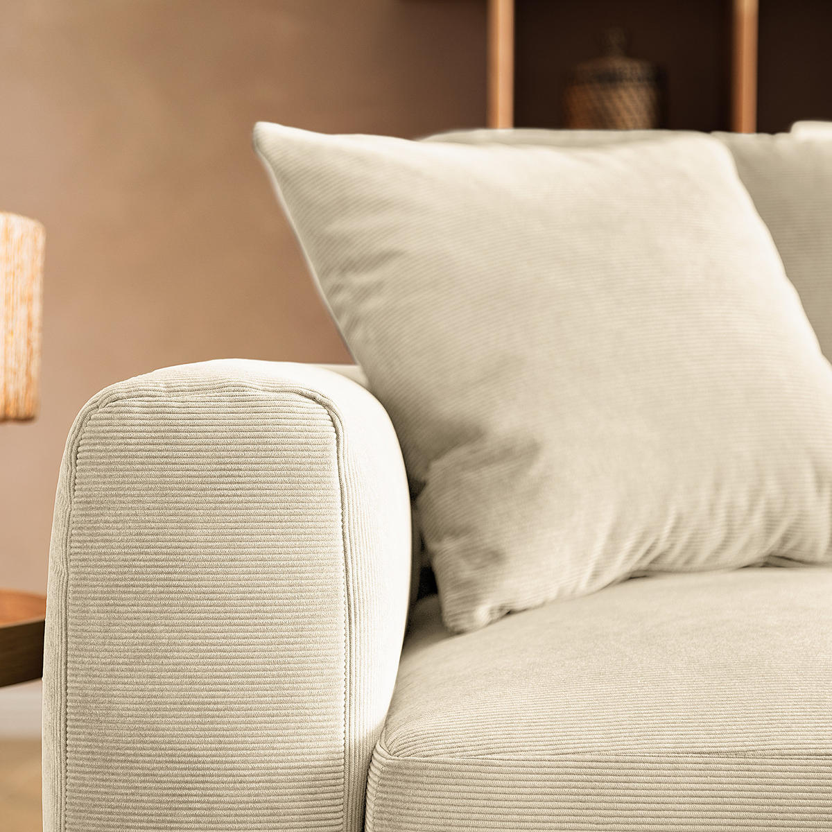 ECKSOFA mit Longchair - Beige/Schwarz, Kunststoff/Textil (286/183cm) - home24