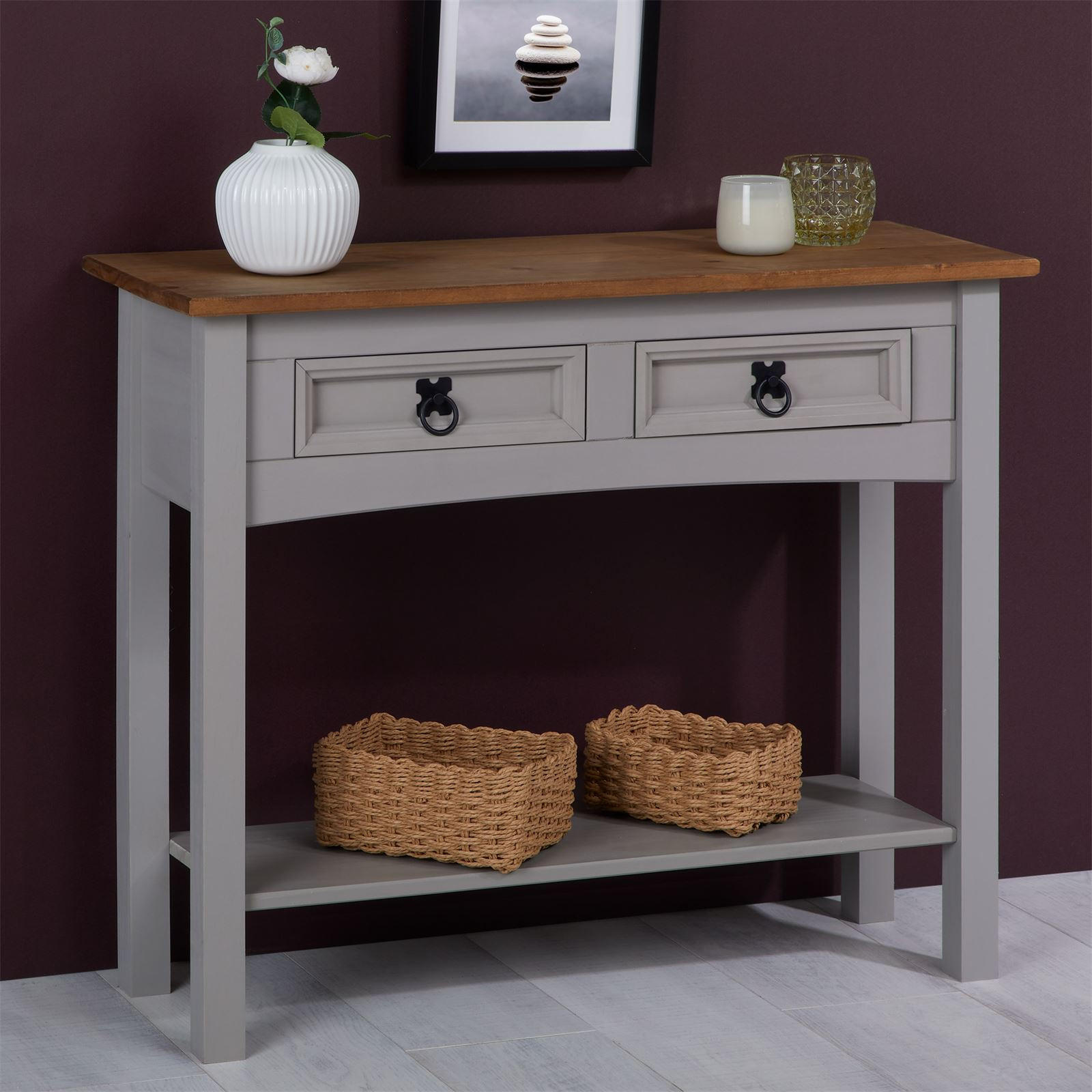 KONSOLENTISCH RAMON - Naturfarben/Grau, Holz (32/87/73cm) - CARO-Möbel