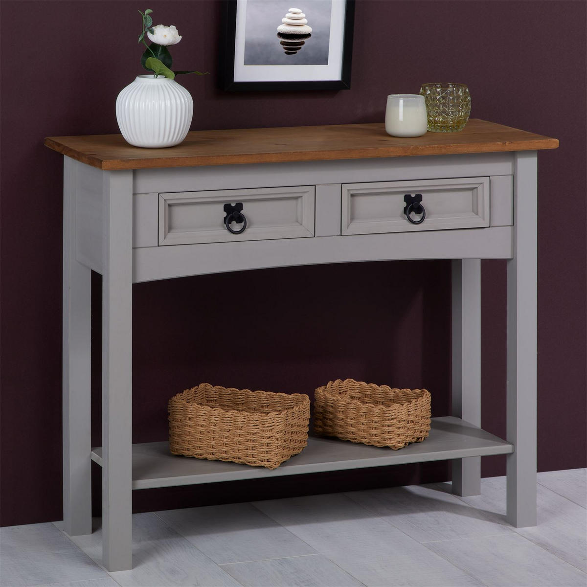 KONSOLENTISCH RAMON - Naturfarben/Grau, Holz (32/87/73cm) - CARO-Möbel