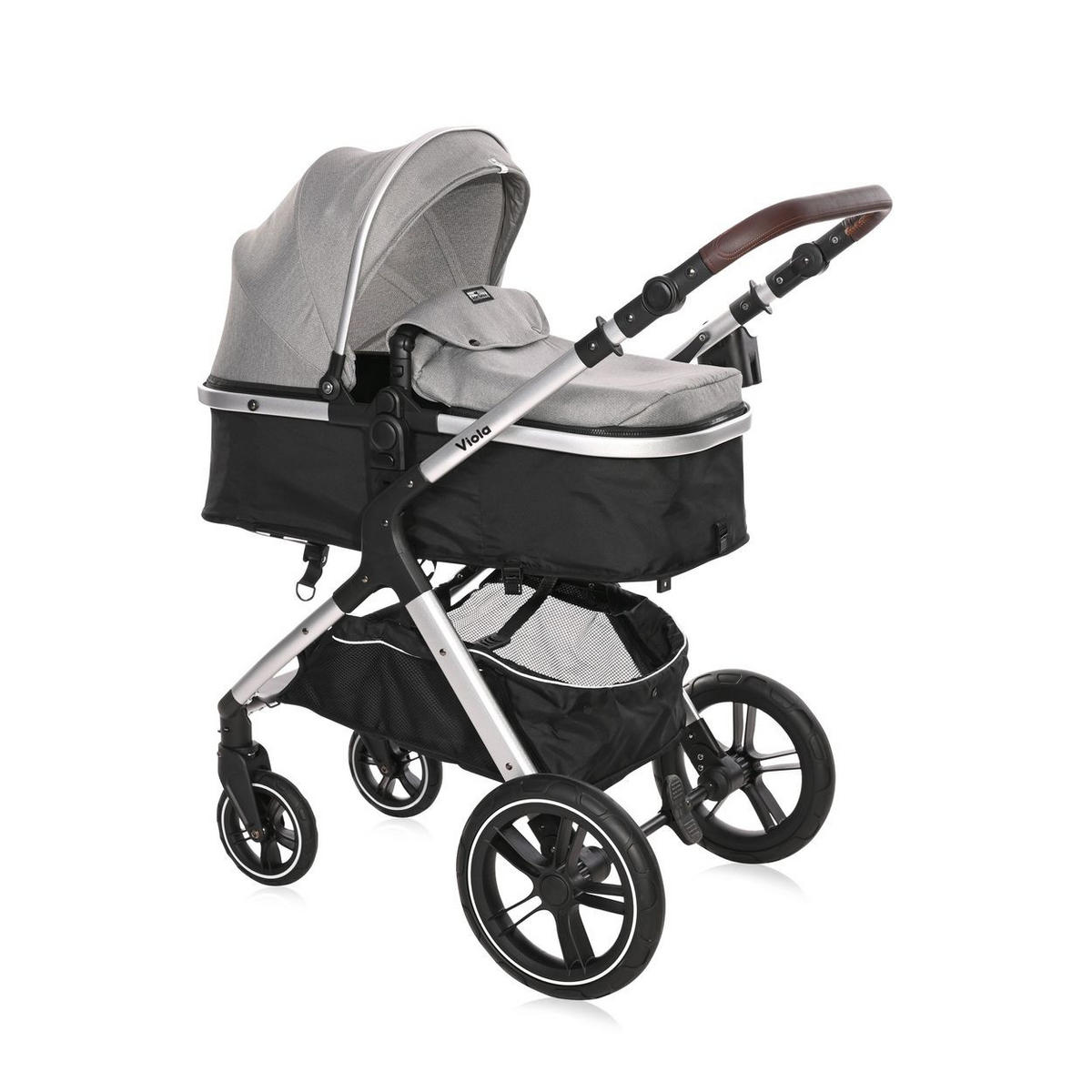 KINDERWAGEN 2 in 1 Viola grau mit Adaptern, umbaubarer Sportsitz, bis 22 kg - Grau, Metall (96/59/112cm) - Lorelli