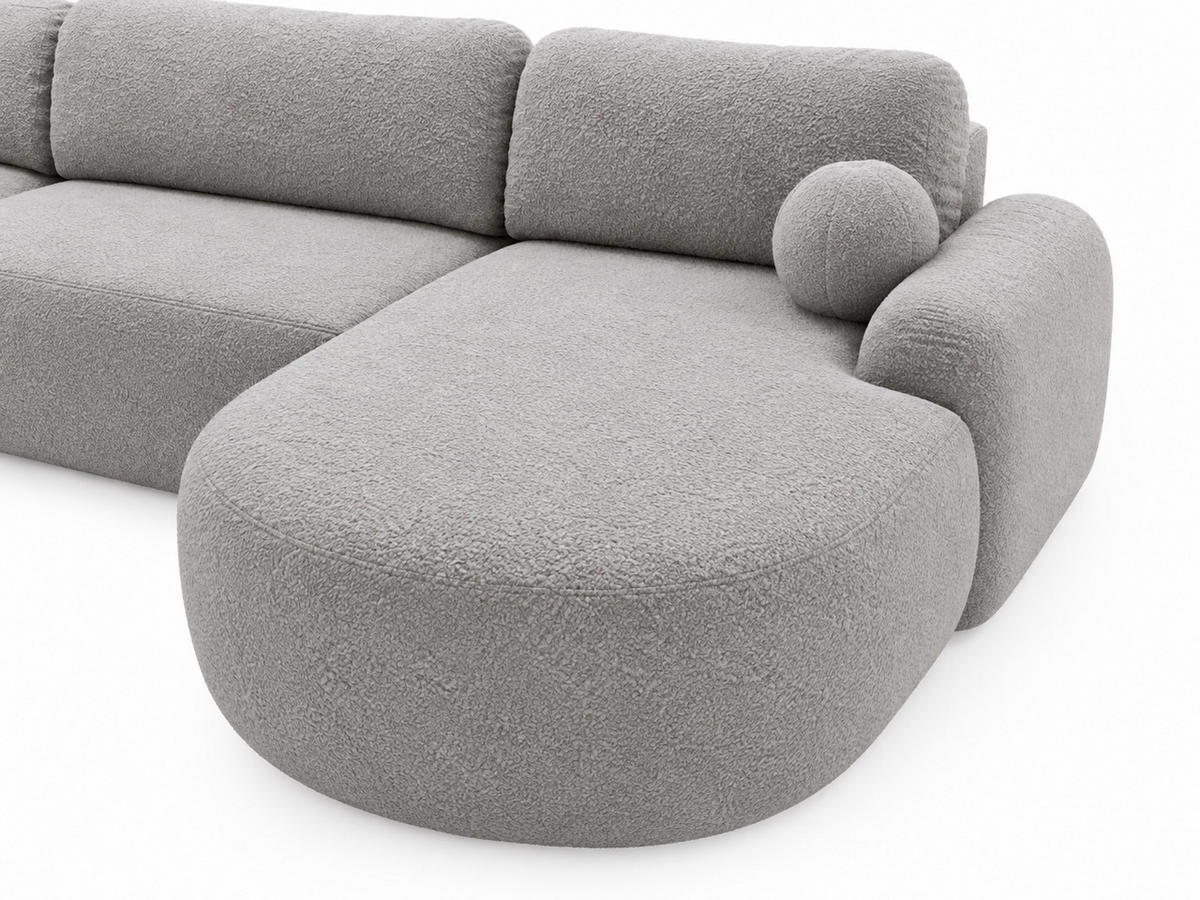 ECKSOFA Aurio U Bouclé-Stoff Grau - Schwarz/Grau, Kunststoff/Textil (347/177cm) - Graingold