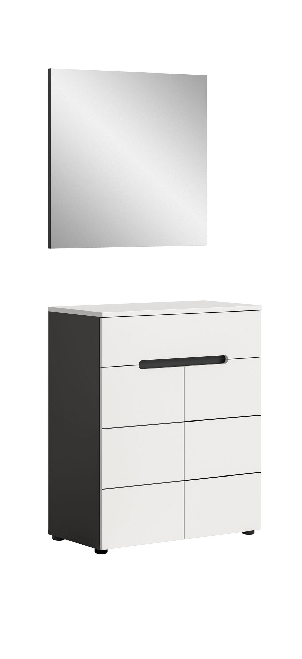 GARDEROBEN-SET CANU (B/H/T: ca. 80/190/37 cm) in Basalt grau/weiß - Grau, Holzwerkstoff (80/190/37cm)