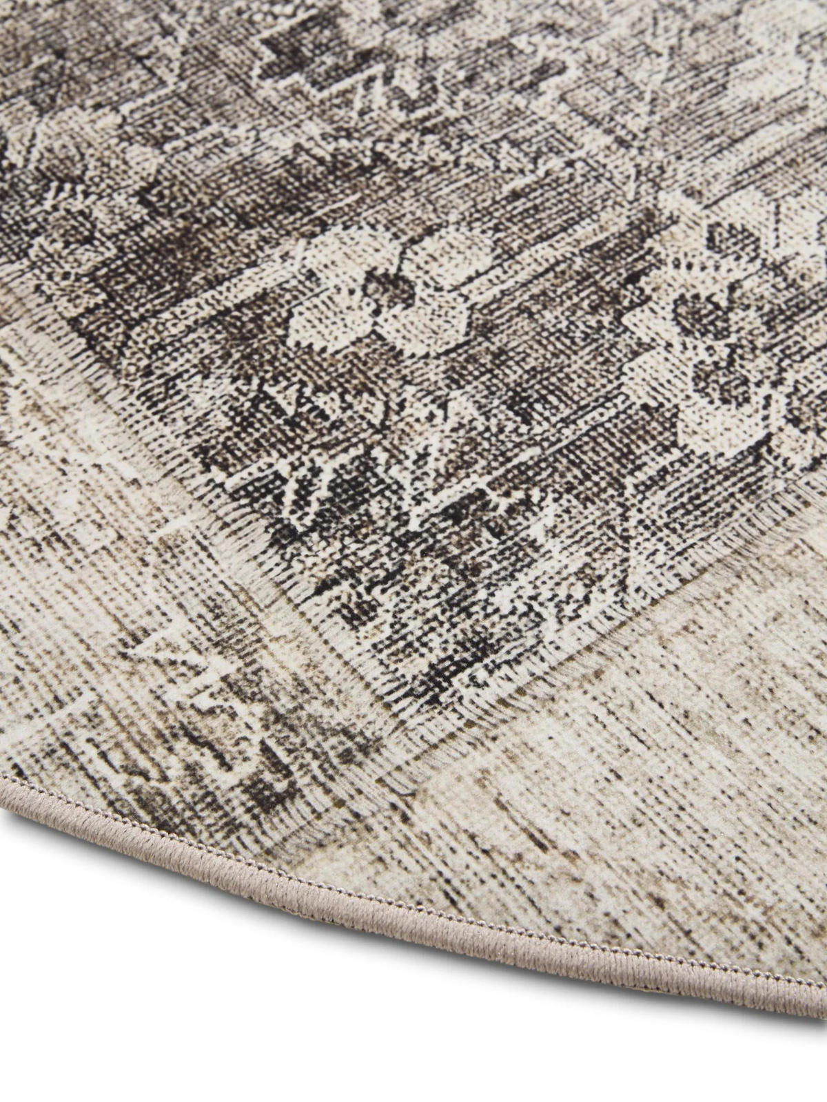 VINTAGE-TEPPICH George waschbar ø 160 cm rund - Grau, Kunststoff (160/160cm) - benuta