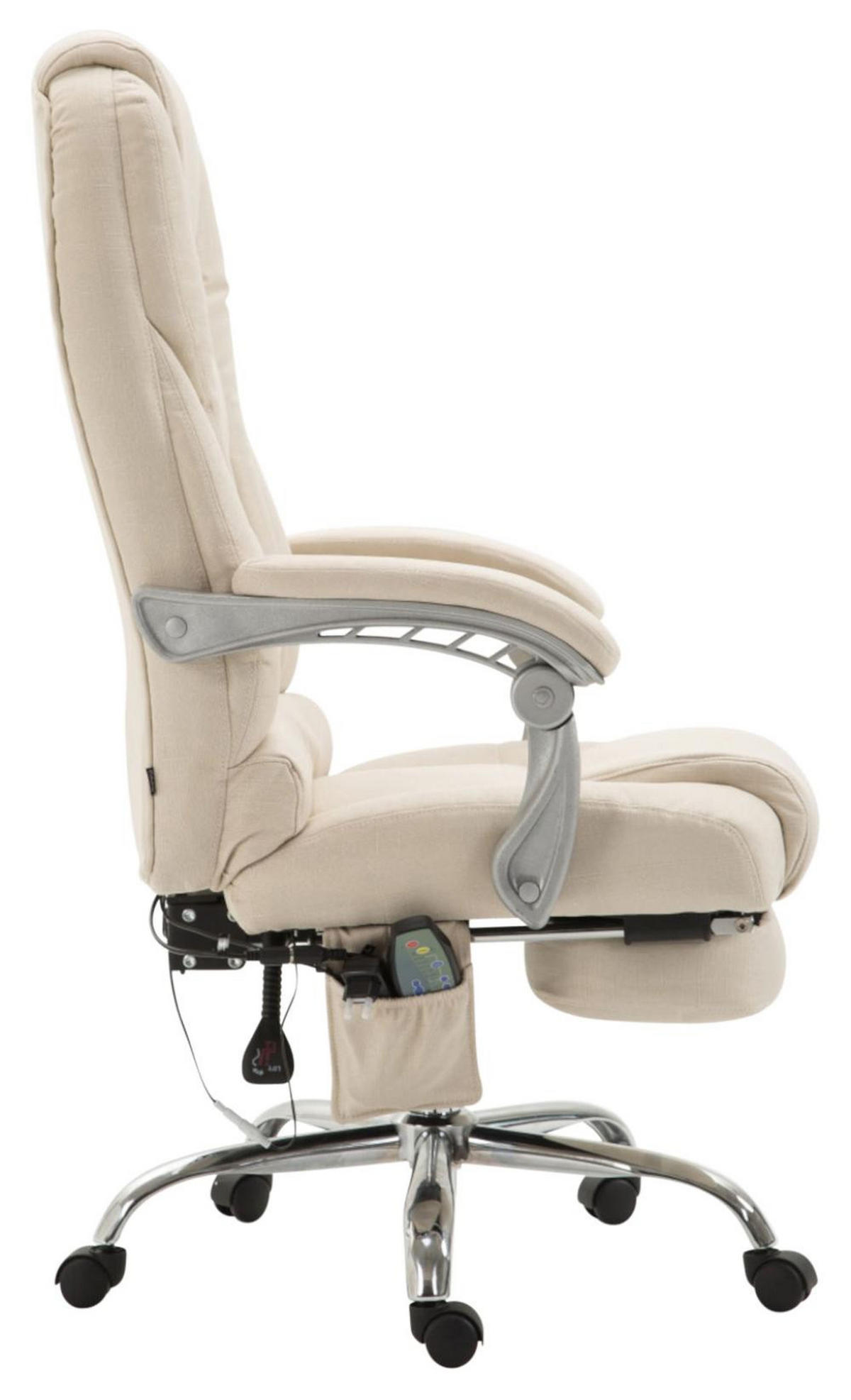 CHEFSESSEL Stoff Creme - Chromfarben/Creme, Textil/Metall (68/118/64cm) - CLP