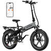 E-BIKE Klapprad BK10S1 20"×4.0", 624 Wh, 7-Gang, Aluminiumrahmen - Grau, Metall (38cm) - HITWAY