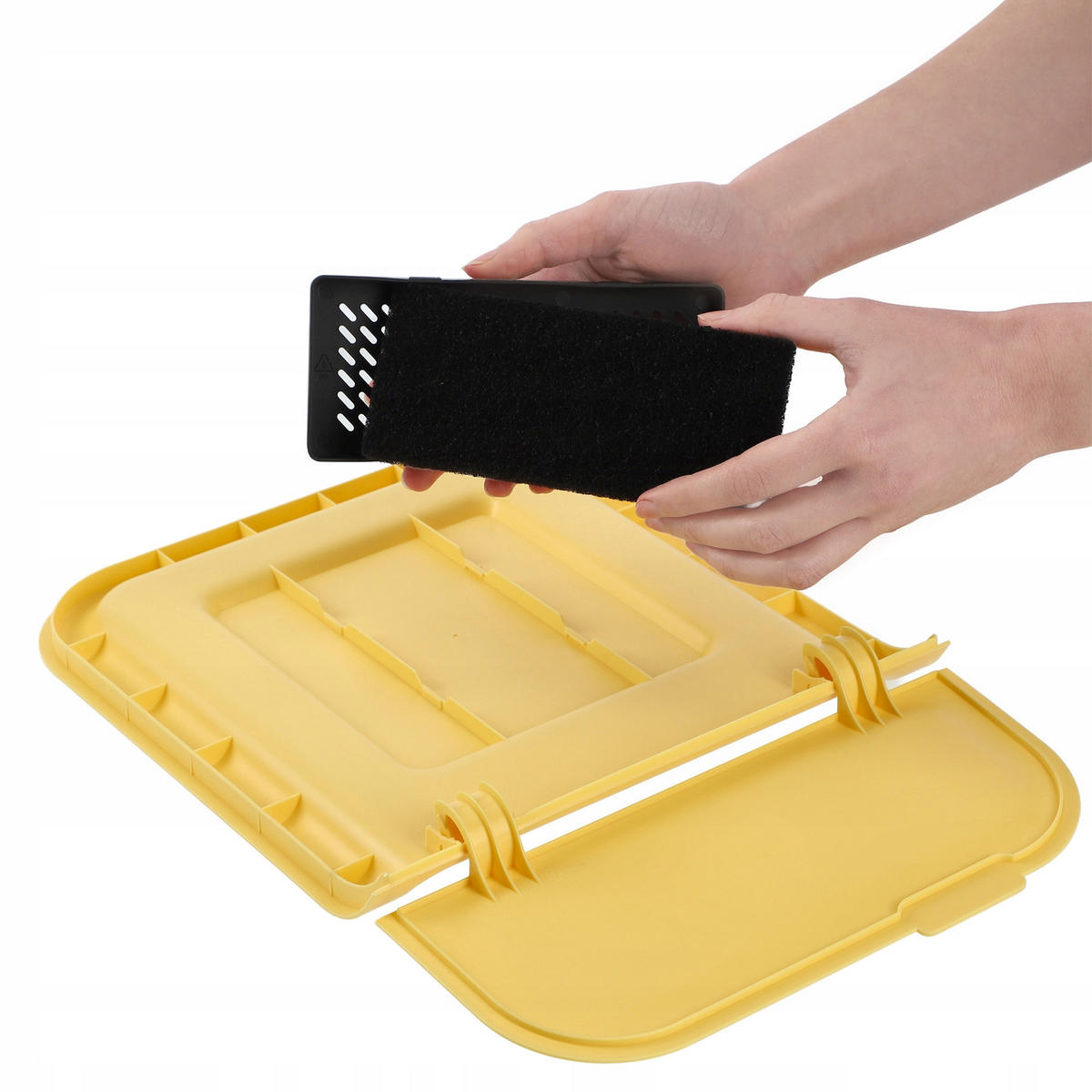ABFALLEIMER, 4X25L, Schwarz - Blau/Gelb, Kunststoff (27/57cm) - KADAX