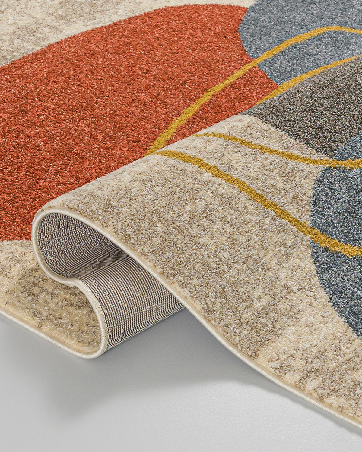 TEPPICH Beige Geometrisch In-Outdoor Pflanzlich Kurzflor Rechteckig 160 x 230 cm - Hellbraun/Blaugrau, Textil (160/230cm) - Mazovia