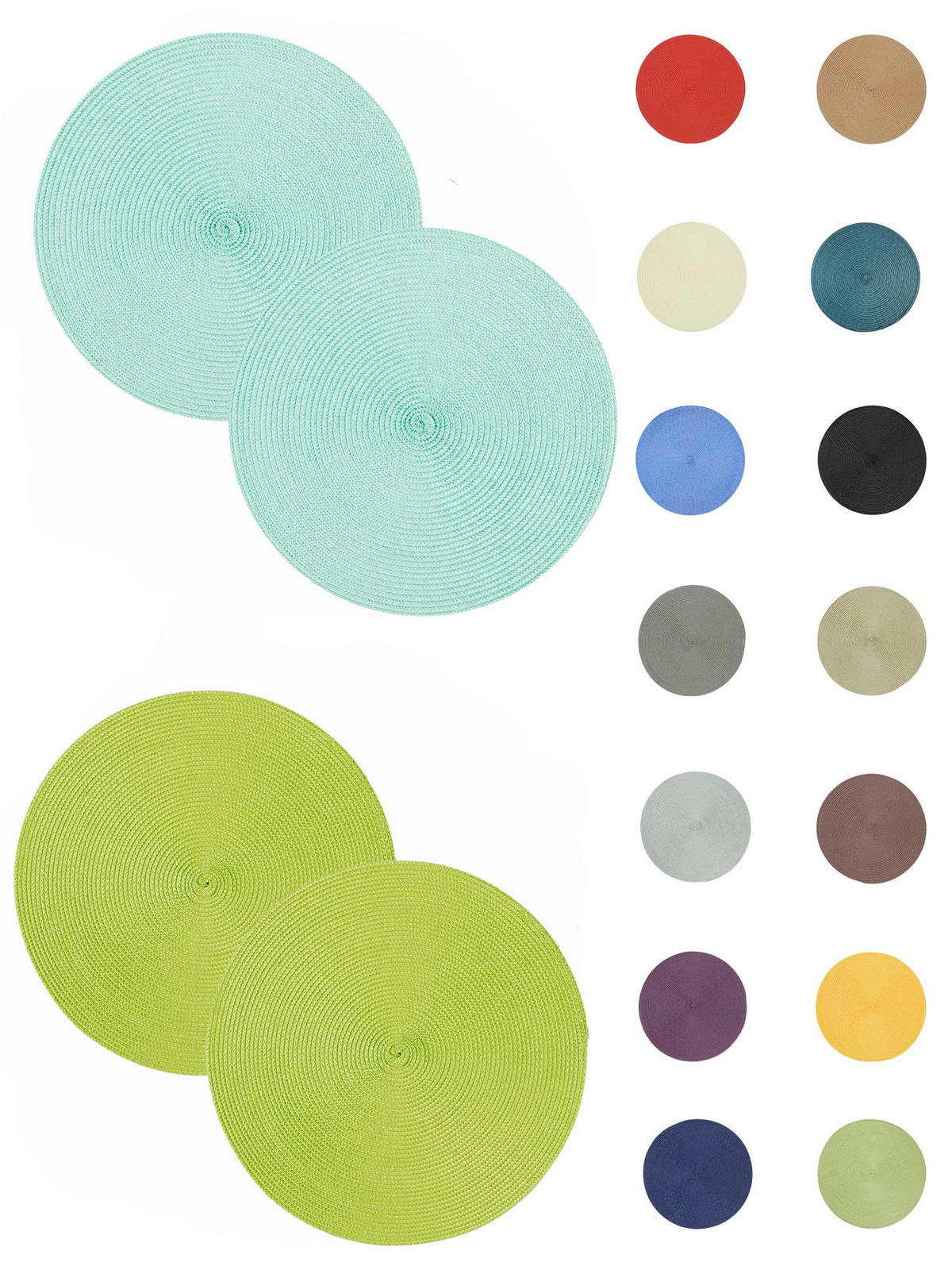 PLATZSET 2er Set Polypro Schoko 35 cm rund - Braun, Kunststoff (35cm) - TiborTex