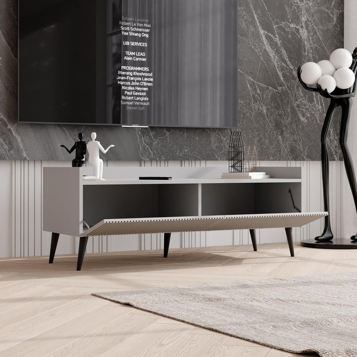 TV-LOWBOARD SCALA stehend, 120 cm Kaschmir - Kaschmir/Schwarz, Holzwerkstoff/Metall (120/45/41cm) - Idohome