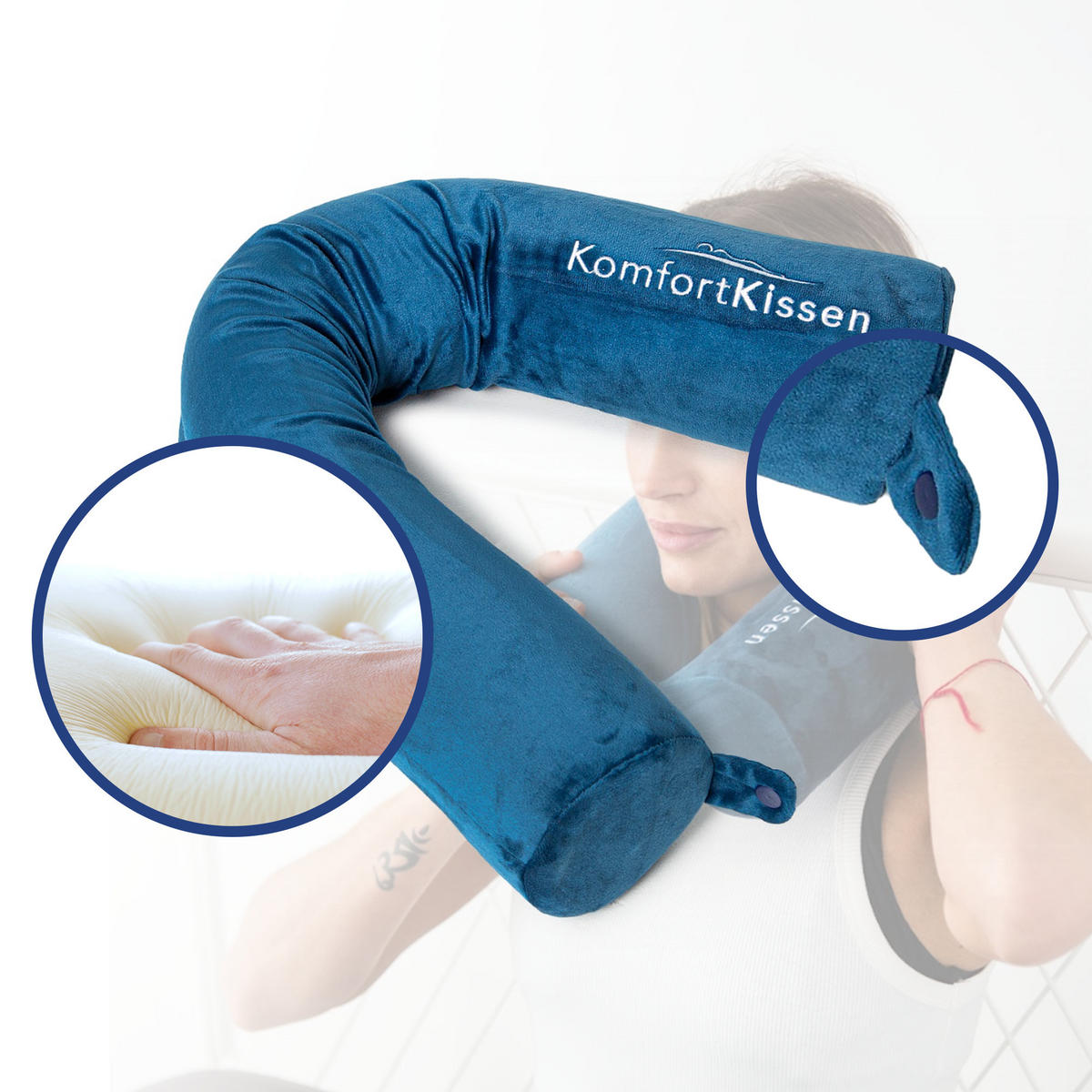 NACKENROLLE - Blau, Textil (10/68cm) - KomfortKissen
