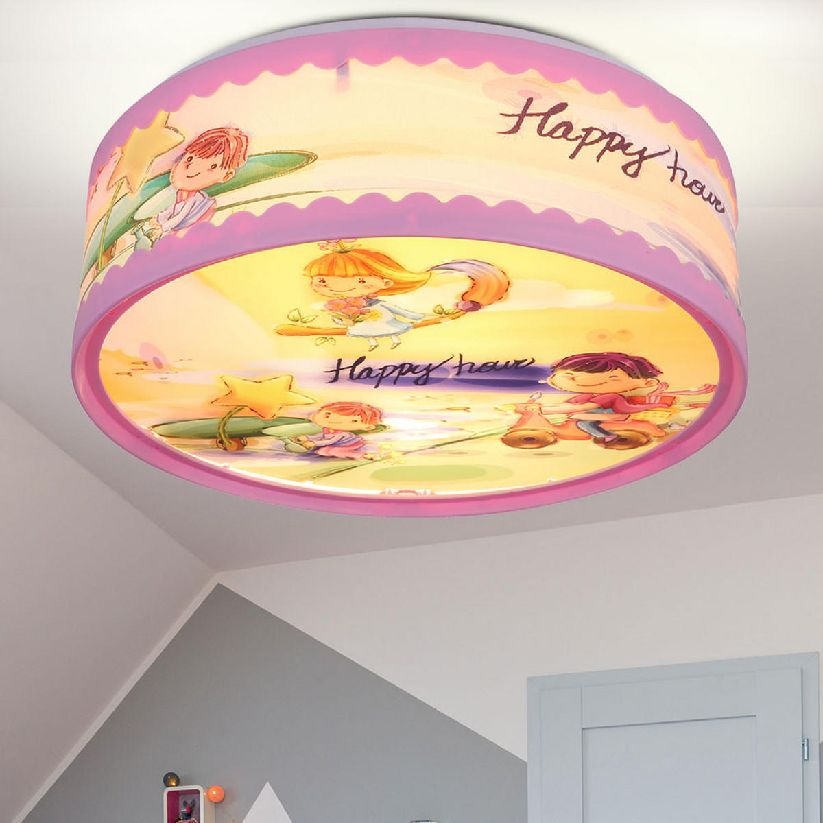 KINDERDECKENLEUCHTE Bunt Kunststoff - Multicolor, Kunststoff (28/28/11cm) - Globo Lighting