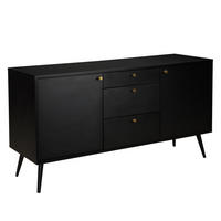 SIDEBOARD, Schwarz - Schwarz, Holzwerkstoff (40/75/150cm) - Oviala