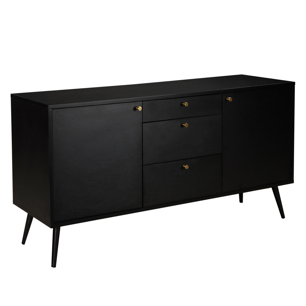 SIDEBOARD, Schwarz - Schwarz, Holzwerkstoff (40/75/150cm) - Oviala