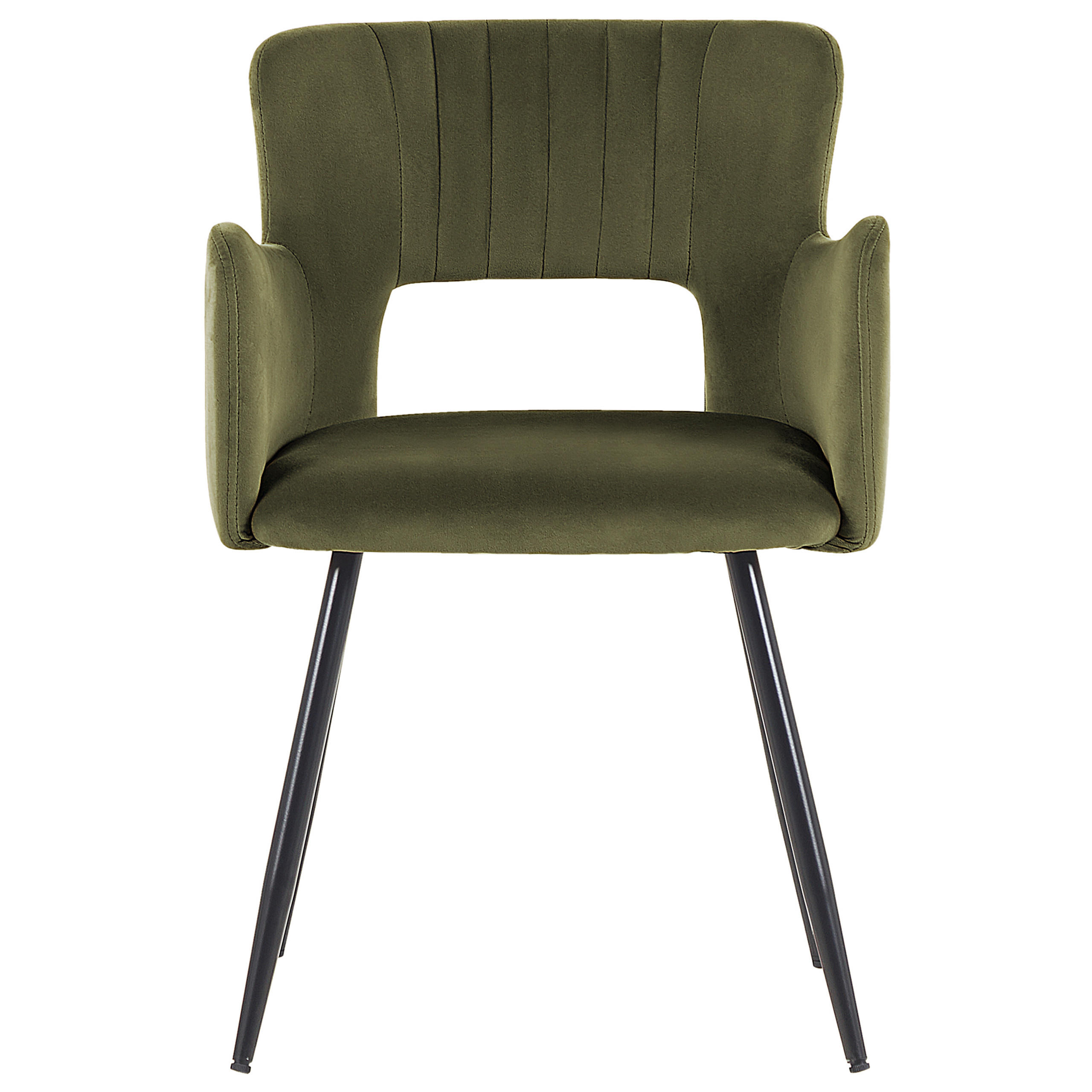 ESSZIMMERSTUHL 2er-Set Samtstoff Grün Sanilac - Olivgrün, Textil/Metall (52/75/44cm) - Beliani