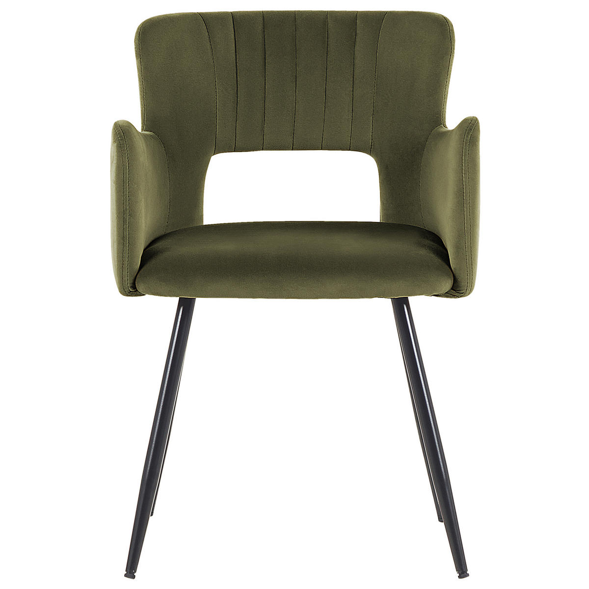 ESSZIMMERSTUHL 2er-Set Samtstoff Grün Sanilac - Olivgrün, Textil/Metall (52/75/44cm) - Beliani