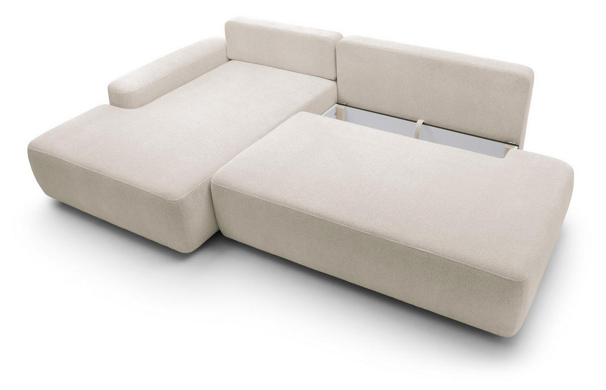 ECKSOFA 275 cm mit Schlaffunktion Orea O, Links, Beige - Beige, Holz (276/164cm) - Emporius