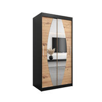 SCHWEBETÜRENSCHRANK 200/100/62 2-türig - Silberfarben/Schwarz, Holz/Kunststoff (100/200/62cm) - Abiks Möbel