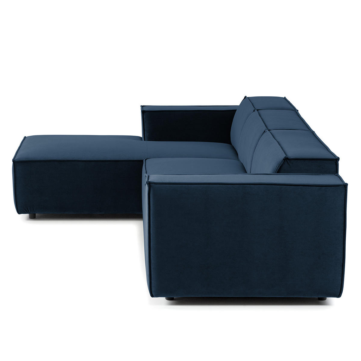 ECKSOFA mit Longchair - Schwarz/Dunkelblau, Kunststoff/Textil (294/177cm) - home24