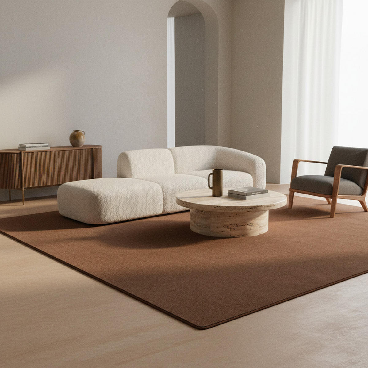 TEPPICH Kurzflor Uni-Farbe Microfaser Antirutsch Wohnzimmer waschbar Braun Rechteckig 200x290 - Braun, Textil (200/290cm) - KADIMA DESIGN