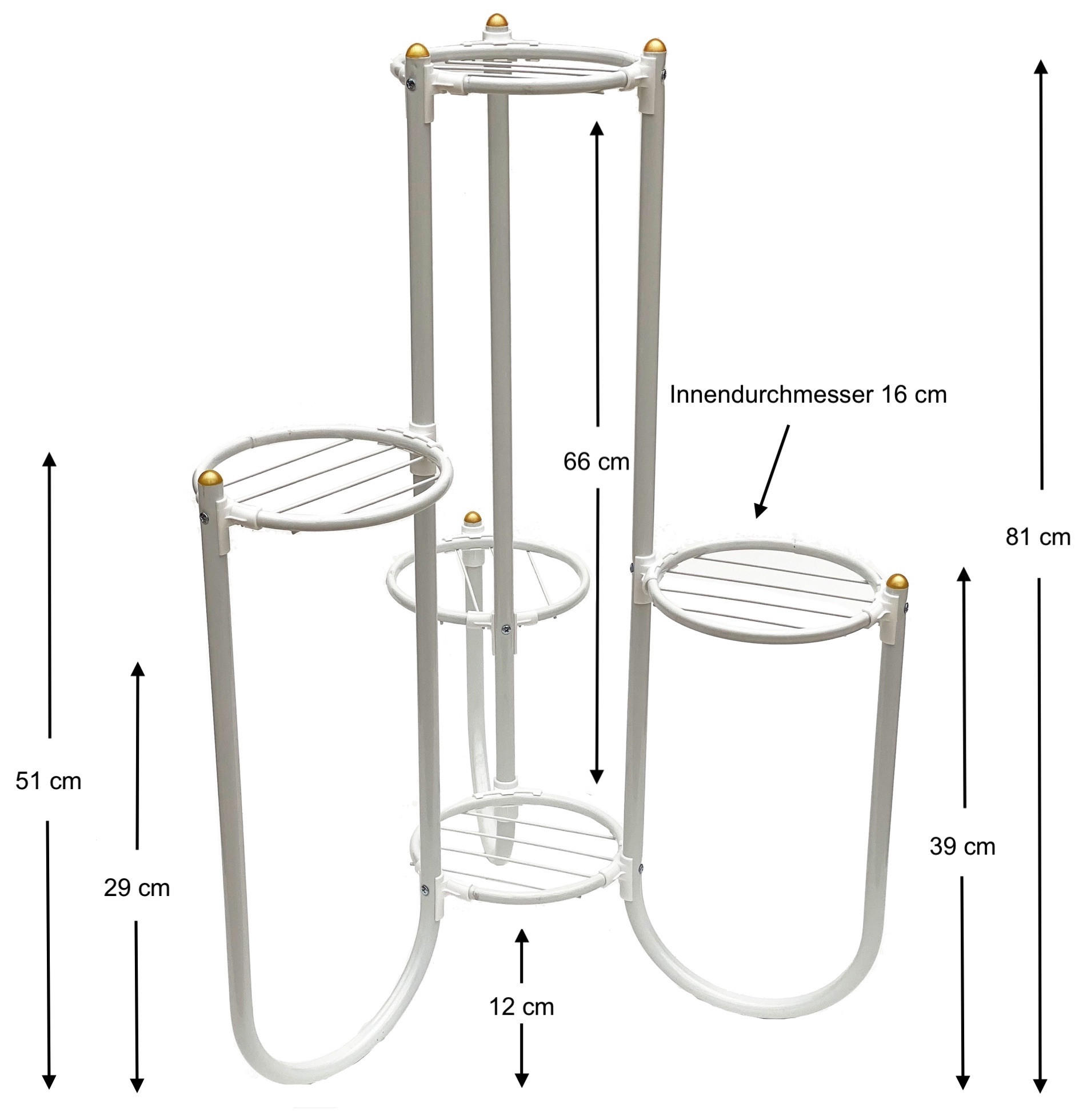 BLUMENTREPPE 81 cm mit 3 Ebenen Metall Weiß 93920 - Weiß, Metall (52/81/52cm) - DanDiBo