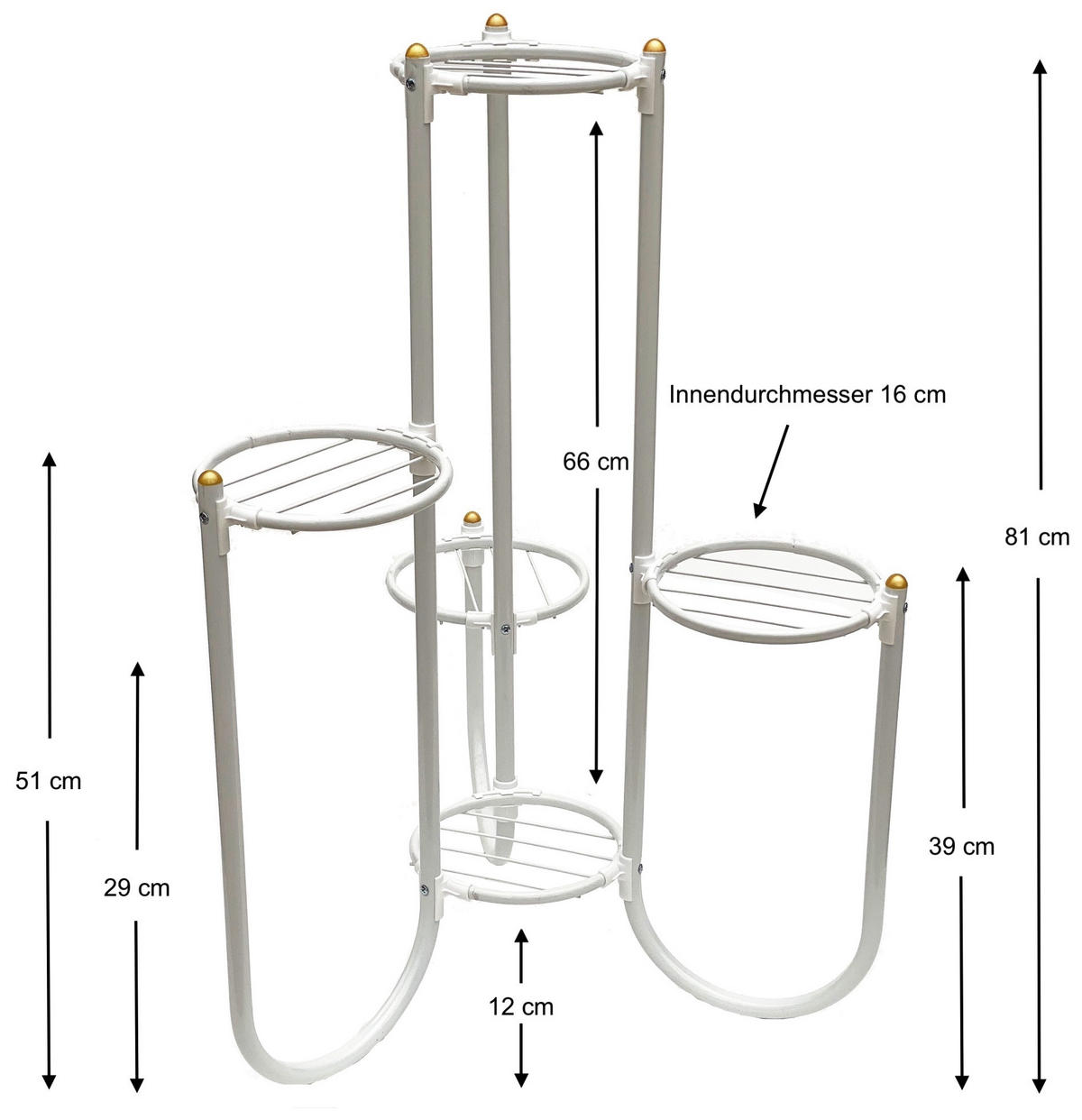 BLUMENTREPPE 81 cm mit 3 Ebenen Metall Weiß 93920 - Weiß, Metall (52/81/52cm) - DanDiBo