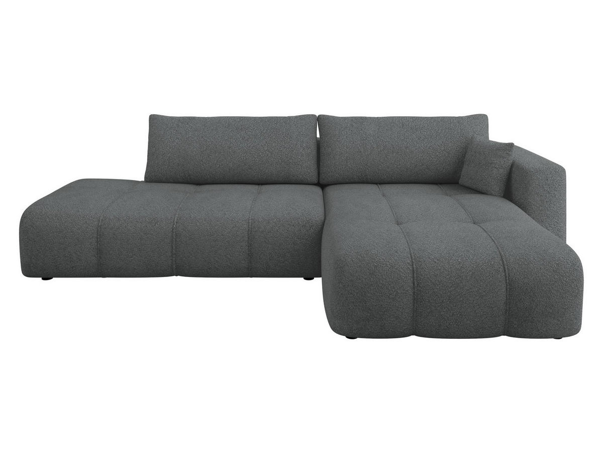 ECKSOFA Furyn O Boucle, Seite: Rechts - Dunkelgrau/Schwarz, Holzwerkstoff/Kunststoff (262/145cm) - MIRJAN24