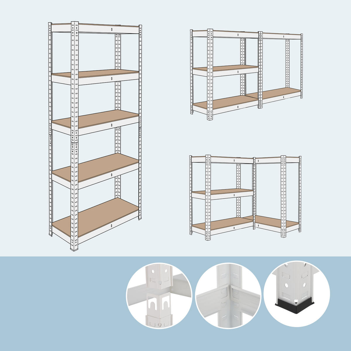 SCHWERLASTREGAL - Weiß, Holzwerkstoff/Kunststoff (100/200/50cm) - Relaxdays