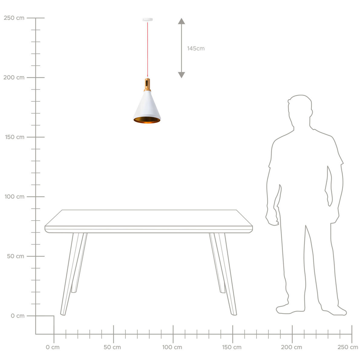 HÄNGELEUCHTE Mackenzie 24/24/189 cm - Weiß, Metall (24/24/189cm) - Beliani