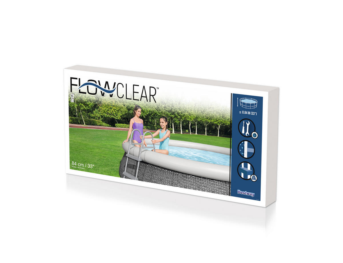 POOL-LEITER Eggo für 84cm Poolhöhe Grau 116x66x112cm - Grau, Kunststoff (66/116/112cm) - DELUKE