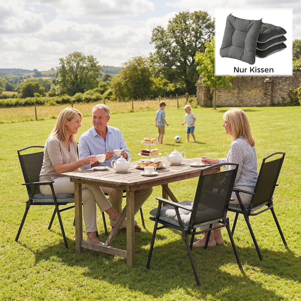 SITZKISSEN DE-09010 Dunkelgrau - Dunkelgrau, Textil (39.5/39.5/10cm) - ComfortXL