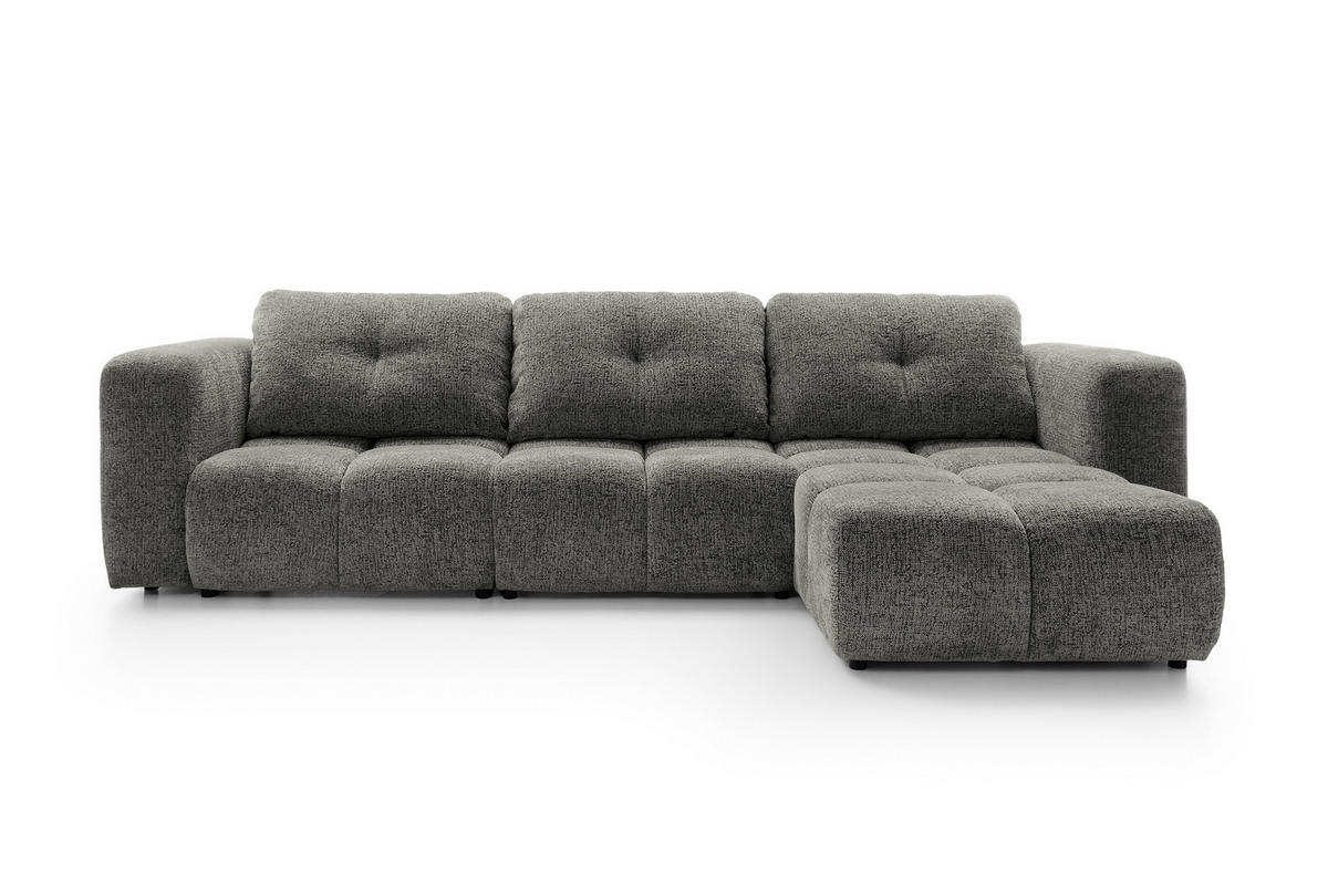 ECKSOFA ARTE 03 Grau Chenille mit Schlaffunktion - Grau, Holz (336/177cm) - MASSENO