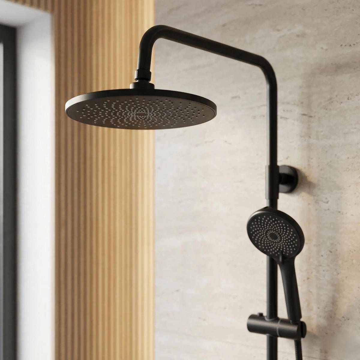 DUSCHGARNITUR Rea Rivo Black - Schwarz, Metall (29.5/126.5/33cm) - REA
