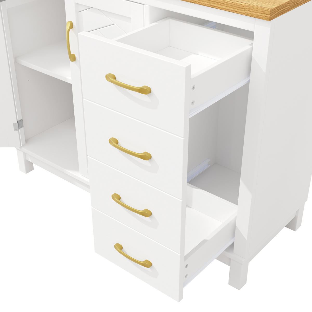GESCHIRRSCHRANK aus MDF 105.5x40x180cm in Weiß mit LED-Lichtleiste - Weiß, Holzwerkstoff (105.5/180/40cm) - Modfu