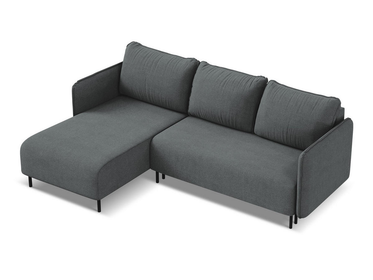 ECKSOFA mit Schlaffunktion Strukturstoff Stoff Grau - Schwarz/Grau, Holz/Textil (162/236cm) - Makamii