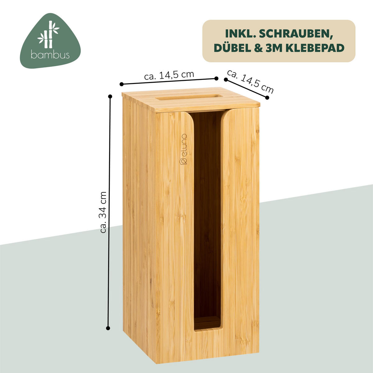TOILETTENPAPIERAUFBEWAHRUNG, Bambus, eckig - Braun, Holz (14.5/34/14.5cm) - eluno