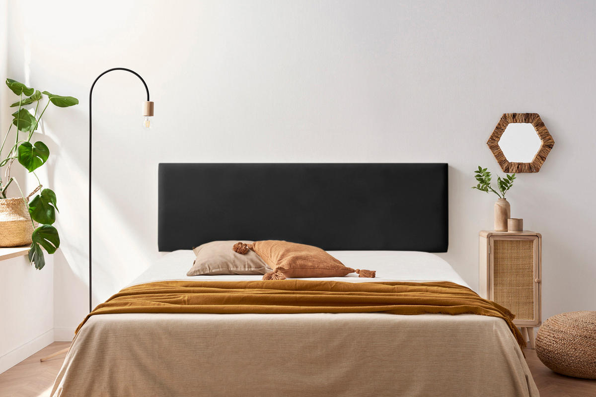 Kopfteil gepolstert NOVA Kunstleder 170x50x5 cm - Schwarz - Moonia - Schwarz, Holz (170/5/50cm)