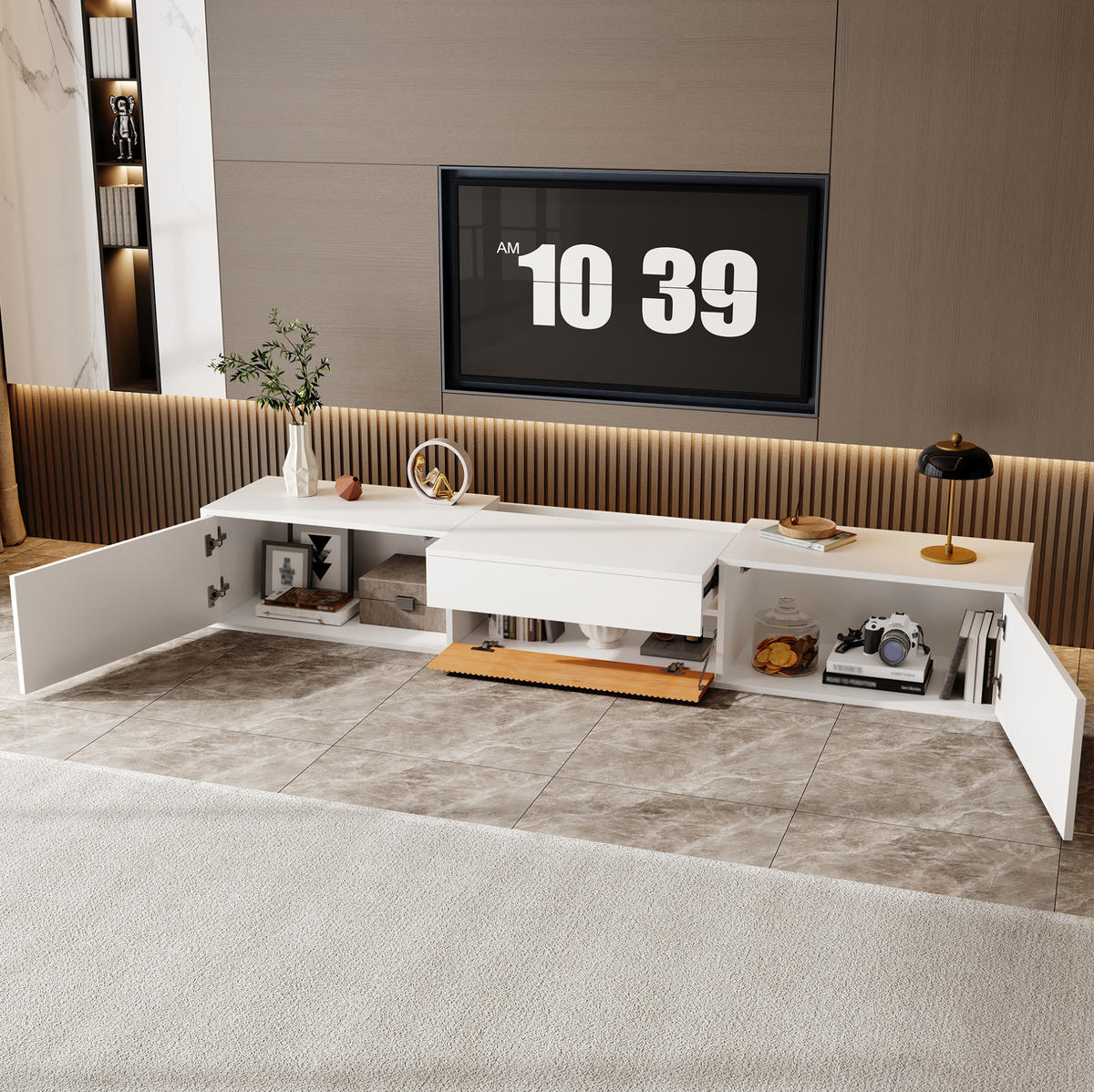 TV-SCHRANK mit Projektorablage 180 x 34 x 30 cm Weiß - Weiß, Holzwerkstoff (34/30/180cm) - Beauniv