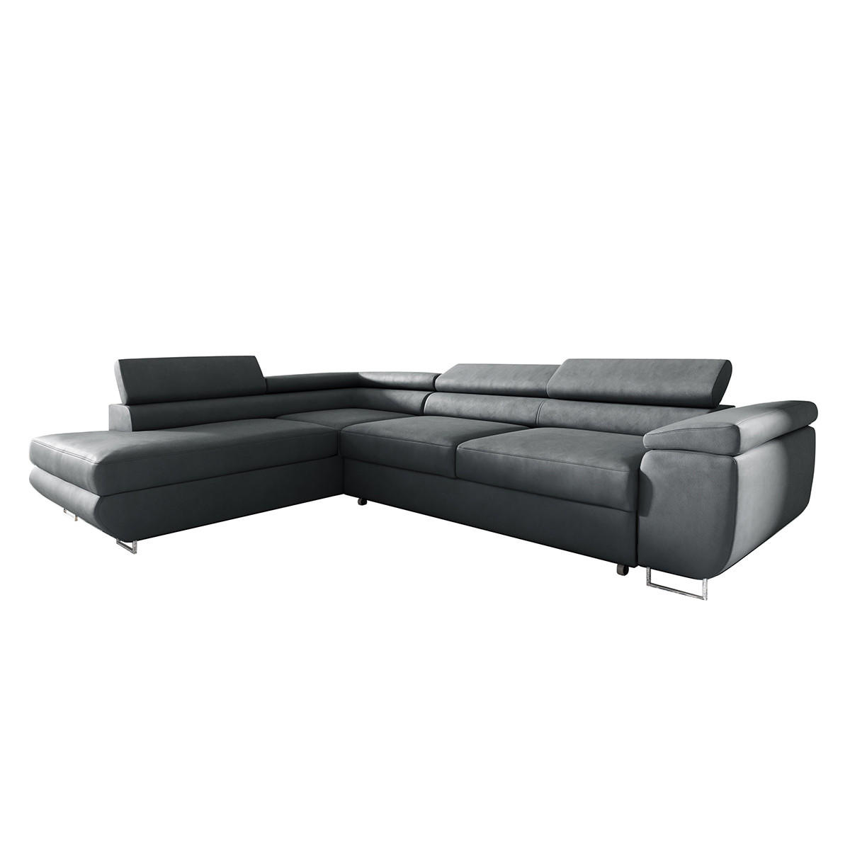 ECKSOFA Lyam 4 Sitzplätze Dunkelgrau - Grau, Holzwerkstoff (271/201cm) - Petits-meubles